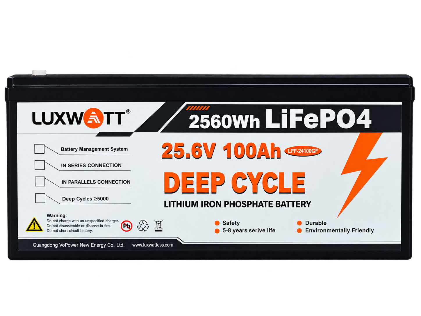 LUXWATT 24V 100Ah LiFePO4 Battery